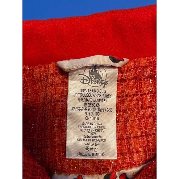 Disney Toddler Girls Red Tweed Dress Coat Minnie Mouse Buttons Size 3 - Picture 2 of 11